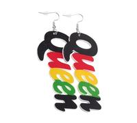 Baluue Boucles D’oreilles Pendantes Queen Lettre En Bois Africain, Légères Et Créatives, Bijoux Femmes Pour Fêtes Et Usage Quotidien, Design Rond Élégant