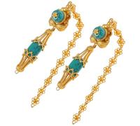 Baluue Boucles d'Oreilles Bohèmes à Pompons Longues Ethniques en Métal, Charme Distinctif et Travail Métallique Complexe, pour Festivals et Fêtes, Dimensions 11X2X1,8 CM