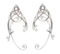 Baluue Boucles D'oreilles Elfes en Cuivre Argenté, Légères et Élégantes, Clip sans Perçage, 2 Pièces, pour Cosplay et Costumes à Thème