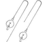 Baluue Boucles d'Oreilles Pendantes en Cuivre pour Femmes Design Chat Pompon Long Boucles d'Oreilles Enfile-Aiguille Élégantes Bijoux d'Oreille Légers pour Usage Quotidien et
