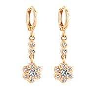 Baluue Boucles Oreilles Femme Pendantes Fleurs Zircon Or Simple et Élégantes Design Minimaliste Moderne Adaptées Bureau et Soirée Cadeau Fête des Mères ou Maîtresse Lot