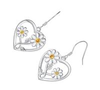 Baluue Boucles Oreilles Pendantes Cœur et Marguerite Légères pour Femmes Bijoux Mode Polyvalents pour Travail Fêtes et Cadeaux