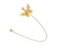 Baluue Boucles Oreilles Pince Élégantes pour Femme Clip Oreille Délicat Style Rétro avec Chaîne Dorée Accessoire Mode Léger et Confortable