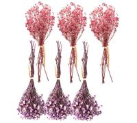 Baluue Bouquet de Fleurs Séchées Naturelles 6 Pièces - Mini Bouquets de Gypsophile Violet et Rose Foncé 12 Cm - Décoration de Mariage et Centre de Table - Ornement Floral Solide