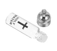 Baluue Bouteille D’Eau Bénite Catholique de Croix Grand Format 35X11 MM Verre Bouchon Acrylique Argenté Brillant Récipient Sacré pour Cérémonie de Baptême Chrétien Souvenir Religieux