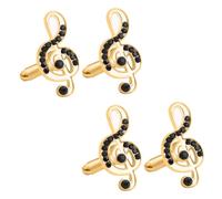 Baluue Boutons de Manchette de Chemise en Cuivre Or, Design Note de Musique avec Cristaux, Faciles à Porter et Confortables, 2 Paires pour Concerts et Réunions d'affaires