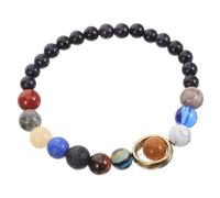 Baluue Bracelet à Breloques Système Solaire Perles Rondes Bleu Mat 14 Perles Chaîne à Billes Solaire Unisexe Bracelet Couple Univers Galaxie pour Femmes et Filles Bijou Cosmique