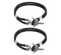 Baluue Bracelet Avion Homme 2 Pièces Corde Noire Double Couche avec Fermoir Avion Argenté, Accessoire Bijoux de Voyage Réglable, Bracelet Élégant et Minimaliste pour Pilotes et Voyageurs