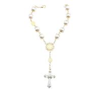 Baluue Bracelet Perles Catholique avec Croix Bracelet Chapelet Religieux pour Femme Accessoire Mode et Foi Bijou Élégant pour Fêtes et Cadeaux