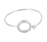 Baluue Bracelet Photo Acier Inoxydable Ouvert avec Cristaux Scintillants Bracelet Jonc Réglable pour Femme Accessoire Élégant pour Fêtes et Occasions Spéciales