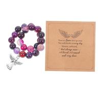 Baluue Bracelet Pierres Sélectionnées pour Souvenir Deuil avec Carte Émotionnelle Perles Polies Élégantes Accessoire Polyvalent pour Perte Cher Cadeau de Sympathie Délicat