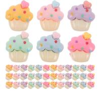 Baluue Breloques Mignonnes en Résine Cupcake 100 Pcs Mini Ornements Plats pour Création de Bijoux et Accessoires Coiffure Décorations Légères en Résine pour DIY Loisirs Créatifs et