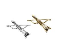 Baluue Broche Baroque Vintage Arc et Flèche en Alliage Métallique, Lot de 2 Pièces Doré Antique et Argenté Antique, Épingle à Revers pour Homme, Accessoire Costume Cérémonie Élégante