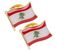 Baluue Broche Drapeau Liban Métal Émaillé, Lot de 2, Épingle Patriote Unisexe, Accessoire Mode Polyvalent pour Vêtements et Paquet, Design Compact et Solide