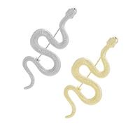 Baluue Broche Poitrine De Serpent Vintage Métal Doré Et Argenté, Lot De 2 Broches De Revers Unisexes, Accessoires Mode Pour Manteau Et Veste, Présent Bijoux Couple Amoureux