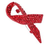 Baluue Broche Ruban Rouge Cristal Alliage, Épingle à Poitrine Sensibilisation Cancer du Sein, Bijou Femme pour Journée Mondiale Lutte Sida, Accessoire Cancer, Symbole Solidarité