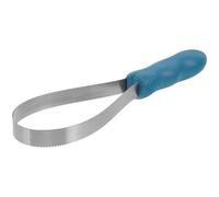 Baluue Brosse à cheveux en acier inoxydable, outil d’épilation dentelé, grattoir de toilettage, bleu, portable, pour cheval et pelage du cheval, enlève les poils morts, entretien de