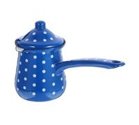 Baluue Cafetière Émail Rétro Grosse Taille Bleu Blanc à Café Turc Multifonction Récipient Résistant à L’Usure pour Thé et Café Compatible Chauffe-Plats Électriques Accessoire la
