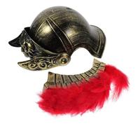 Baluue Casque de Soldat Romain en Plastique Léger, Taille Unique, Couleur Or Plumage Rouges, Accessoire Cosplay pour Costume de Guerrier, Carnaval, Fête et Théâtre