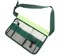 Baluue Ceinture Utilitaire de Jardinage en Tissu Oxford Vert Bande Réfléchissante, Pochette à Outils Réglable Multi-Poches, Robuste et Résistante pour Rangement Sécateurs, Cisailles,