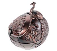 Baluue Cendrier en Alliage de Zinc avec Couvercle Coupe-Vent, Design Vintage Rouge Cuivre, Résistant aux Chocs, pour Balcon et Décoration Intérieure, Cendrier pour Fumeurs et Cigares,