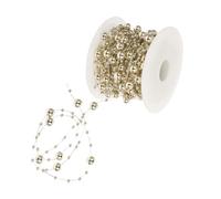 Baluue Chaîne de Perles Dorées 8 3 MM en Plastique Plaqué 1 Rouleau pour Décoration Mariage Guirlande de Perles DIY Accessoires de Bricolage Ornements pour Vêtements et Fêtes