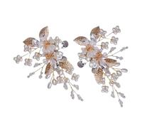 Baluue Clips de Chaussures de Mariée de Fleur Perlée Dorée Accessoires Décoratifs Amovibles pour Chaussures Femme Élégantes pour Mariage Paire de Clips