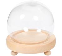 Baluue Cloche en Verre Transparente Ø10 CM avec Socle en Bois Naturel pour Fleurs Éternelles Micro-Paysage Décoratif et Protection Anti-Poussière Présent Créatif pour Décoration