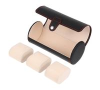 Baluue Coffret à Bijoux Bracelet Montres en Cuir Noir Tissé, Étui de Voyage Compact à 3 Emplacements, Boîte de Rangement pour Amateurs et Collectionneurs, Dimensions 9 X 19,5 Cm