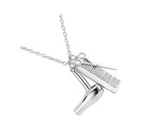 Baluue Collier Coiffure avec Pendentif Sèche-cheveux Ciseaux Peigne Accessoire Élégant pour Coiffeurs Cadeau Jeune Styliste
