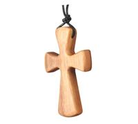Baluue Collier Croix Bois Sculpté Main Pendentif Croix Ajustable pour Femme et Homme Cadeau Foi et Profession Style Unique pour Mariage et Cérémonie