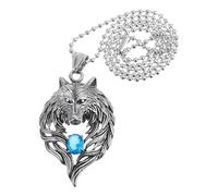 Baluue Collier Homme Tête de Loup Acier Inoxydable Pendentif Mode Bijoux Masculins Stylés