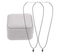 Baluue Collier Magnétique Petit Cœur pour Couples 1 Paire Pendentif Cœur Puzzle Cordons Noirs Réglables Coffret Présent Saint-Valentin Gris en Velours Bijoux Assortis pour Lui