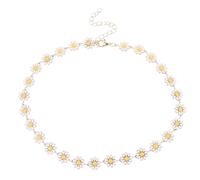 Baluue Collier Marguerite Femme Alliage Bijoux Ras Du Cou avec Fleur Daisy Élégant Collier Mariée Polyvalent pour Femmes Cadeau Anniversaire Chic et Confortable