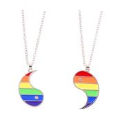 Baluue Collier Pendentif Arc-en-ciel Yin Yang en Alliage, 1 Paire pour Couples et Amis, Bijou D'amitié Symbolique, Présent Saint-valentin et Anniversaire, Chaîne Brillante et Solide