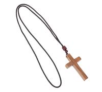 Baluue Collier Pendentif Croix en Bois Vert D’ébène Fait Main, Bijou Catholique Vintage pour Rétroviseur de Voiture, Ornement Religieux Symbolique Compatible Décoration Intérieure