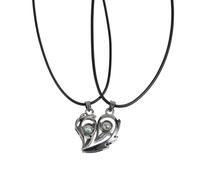 Baluue Collier Pendentif Cœur Magnétique pour Couples Chaîne de Clavicule 1 Paire Projection je T'Aime 100 Langues Bijou Romantique Léger et Adapté pour Anniversaire et Saint-Valentin