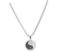 Baluue Collier Pendentif Homme Acier Inoxydable Motif Tai Chi Bagua Feng Shui Bijou Rond pour Accessoire Quotidien