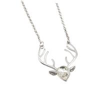 Baluue Collier Pendentif Tête de Cerf en Cristal Blanc, Chaîne de Pull Élégante, Alliage Solide, Bijou Femme pour Fêtes et Quotidien, Accessoire Chic Taille Unique