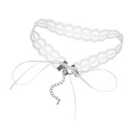 Baluue Collier Ras Du Cou Femme Dentelle Blanche Double Couche Ajustable Élégant pour Soirée et Tenue Mode