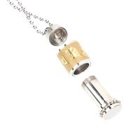 Baluue Collier Urne Funéraire en Acier Inoxydable Doré Clair, Pendentif Ouvert et Rotatif pour Cendres Humaines, Collier Commémoratif Léger Chaîne, Bijou de Crémation pour Hommes
