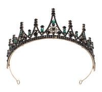 Baluue Couronne de Mariée Baroque Vintage en Strass Cristal Diadème Princesse Adulte Couleur Vert Ancien Accessoire Coiffure Léger pour Mariage et Fêtes D’Anniversaire