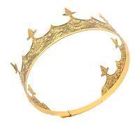 Baluue Couronne de Roi pour Homme en Métal Ancien Doré Taille Ajustable Accessoire de Costume Prince pour Cosplay Mariages Fêtes et Spectacles