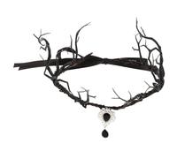 Baluue Couronne Gothique Noire Facile à Porter Branches et Fleurs en Résine Bandeau Pliable pour Halloween et Événements Cosplay Élégants