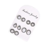 Baluue de Boucles D'oreilles Pierre D'opale Vintage Ensemble de 5 Paires en Alliage Argenté Clous D'oreille Femme pour Fêtes et Occasions Spéciales