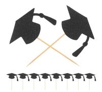 Baluue Décorations Gâteau Remise de Diplôme 24 Pcs Chapeaux Noirs Insert de Gâteau de Fin D’Études Décoration Cupcakes Fête Scolaire Anniversaire