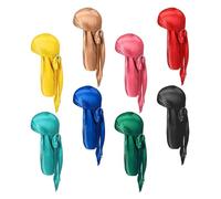 Baluue Durag en Satin Longue Queue Lot de 8 Unisexe Foulard Pirate Élastique Respirant pour Chimiothérapie Cheveux Ondulés Style Bandana Quotidien Couleur Aléatoire