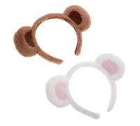Baluue Ensemble 2pcs Bandeaux Oreilles D'ours en Tissu Confortable Oreilles Réglables, Bandeau Visage Mignon pour Maquillage et Cosplay, Accessoire Agréable pour Cheveux