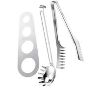 Baluue Ensemble 3 Pièces Ustensiles à Pâtes en Acier Inoxydable Pince à Spaghetti Métal Mesureur de Nouilles Gadget Contrôle des Portions Cuisine Barbecue et Pique-Niques