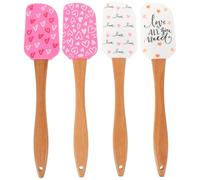 Baluue Ensemble 4 Spatules à Gâteau en Silicone, Ustensiles de Pâtisserie pour Décoration, Outils Racloir à Crème, Assortiment Multicolore Cuisine et Pâtisserie Maison Cuisine